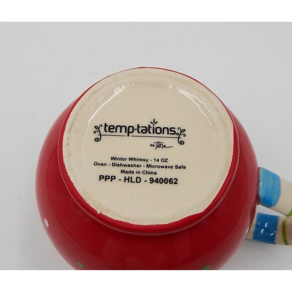 Temp-tations by Tara Winter Whimsy Penguin Mug Coffee Tea Cup Red Holiday 14 Oz - Picture 7 of 8